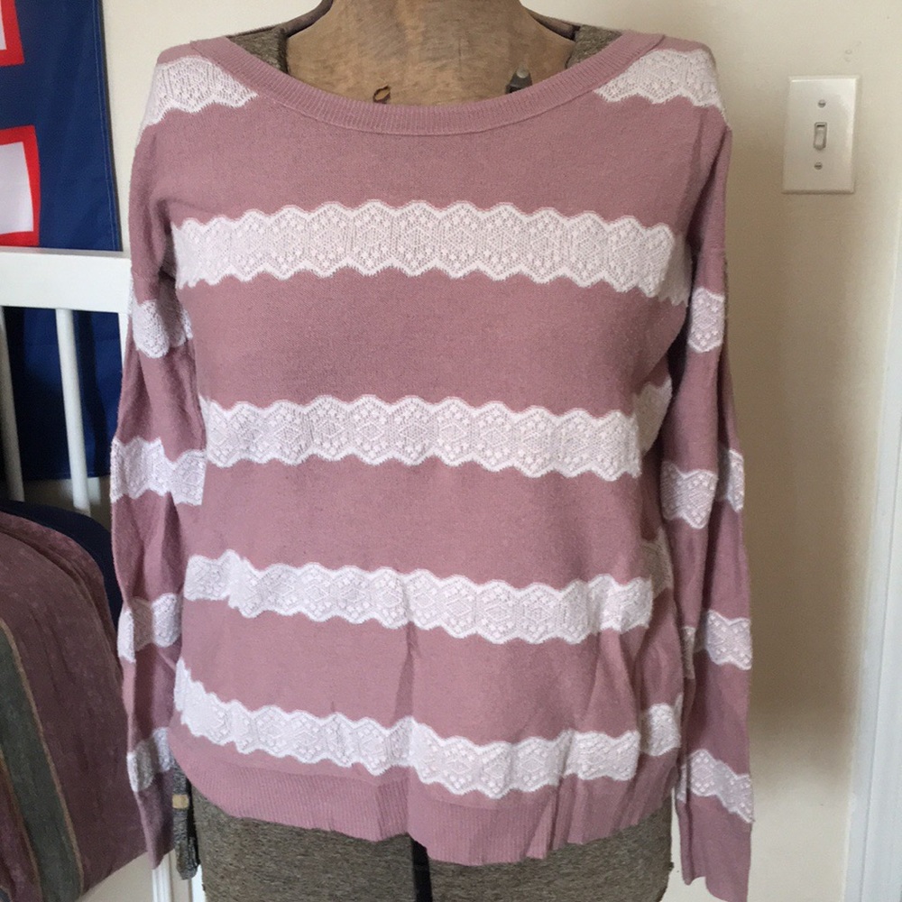 Mauve Pink American Eagle Striped Sweater